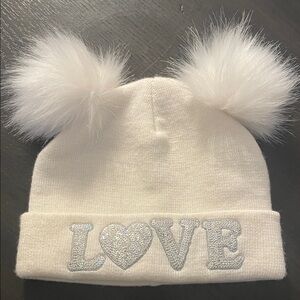The Children's Place White Beanie with Pom-Poms